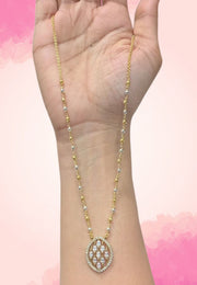 Stunning chandraharam short chain with uncut stone pendant
